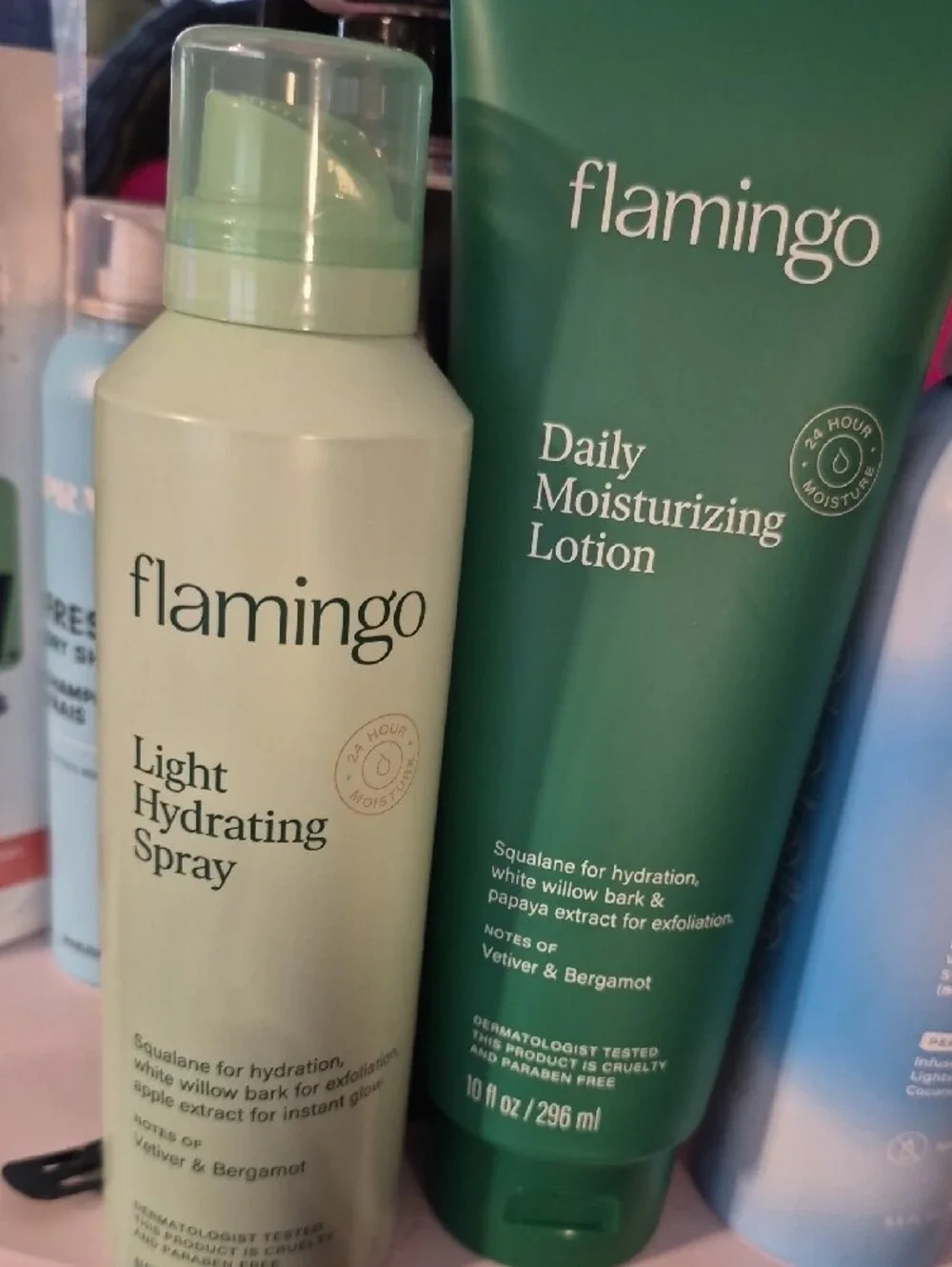 Flamingo Light Hydrating Spray & Daily Moisturizing Lotion - New